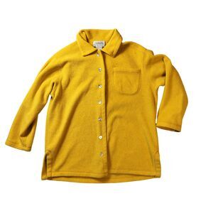 Talbots Petite (Reg. Small. Vintage Canary Yellow Button Up Fleece. Made in USA